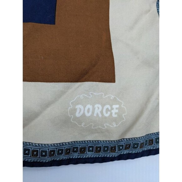 Vintage scarf by Dorce brown blue 22x23.5 in - Picture 9 of 9